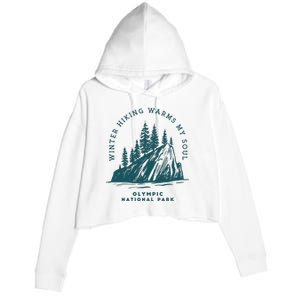 Winter Hiking Warms My Soul Washington State Crop Fleece Hoodie