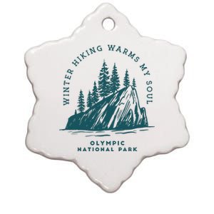 Winter Hiking Warms My Soul Washington State Ceramic Star Ornament