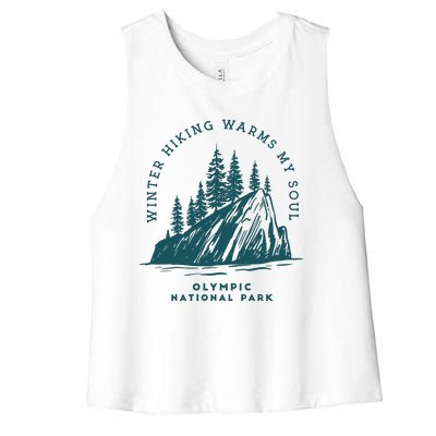 Winter Hiking Warms My Soul Washington State Women's Racerback Cropped Tank