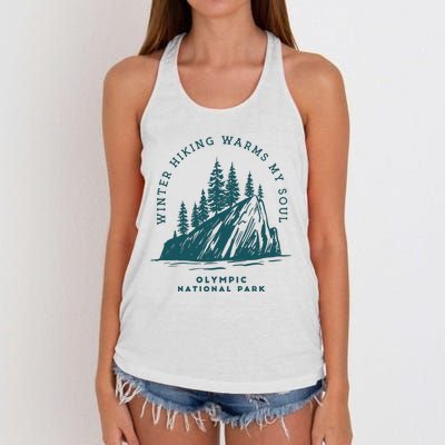 Winter Hiking Warms My Soul Washington State Women's Knotted Racerback Tank