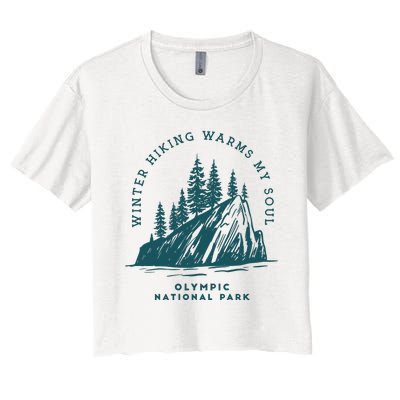 Winter Hiking Warms My Soul Washington State Women's Crop Top Tee