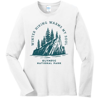 Winter Hiking Warms My Soul Washington State Ladies Long Sleeve Shirt