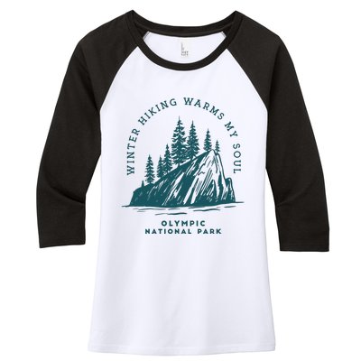 Winter Hiking Warms My Soul Washington State Women's Tri-Blend 3/4-Sleeve Raglan Shirt