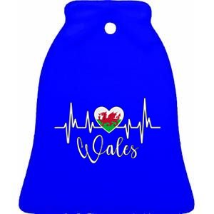 Wales Heart Welsh Heartbeat Ekg Pulse Welsh Pride Roots Gift Ceramic Bell Ornament