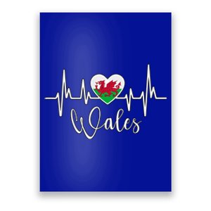 Wales Heart Welsh Heartbeat Ekg Pulse Welsh Pride Roots Gift Poster