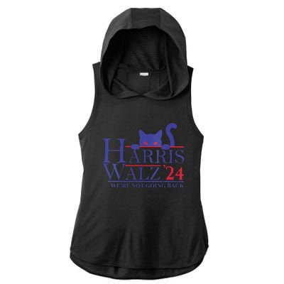 Women Harris Waltz 2024 Were Not Going Back Funny Cat Lady Gift Ladies PosiCharge Tri-Blend Wicking Draft Hoodie Tank