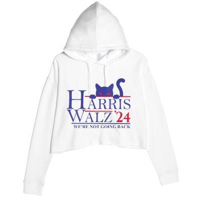 Women Harris Waltz 2024 Were Not Going Back Funny Cat Lady Gift Crop Fleece Hoodie