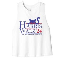 Women Harris Waltz 2024 Were Not Going Back Funny Cat Lady Gift Women's Racerback Cropped Tank