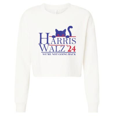 Women Harris Waltz 2024 Were Not Going Back Funny Cat Lady Gift Cropped Pullover Crew