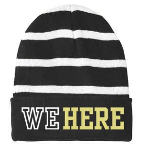 We Here Striped Beanie with Solid Band