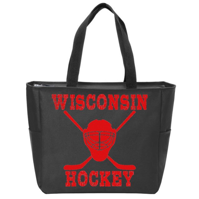 Wisconsin Hockey Zip Tote Bag