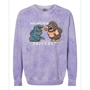 Why Can't We Be Friends Ape Monster Fights Colorblast Crewneck Sweatshirt