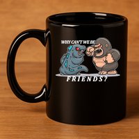 Why Can't We Be Friends Ape Monster Fights 11oz C Handle Ceramic Mug