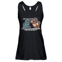 Why Can't We Be Friends Ape Monster Fights Ladies Essential Flowy Tank