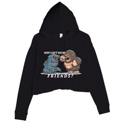 Why Can't We Be Friends Ape Monster Fights Crop Fleece Hoodie