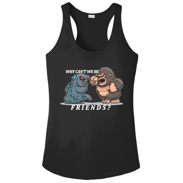 Why Can't We Be Friends Ape Monster Fights Ladies PosiCharge Competitor Racerback Tank