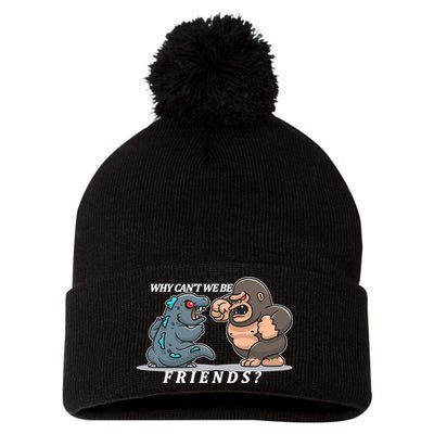 Why Can't We Be Friends Ape Monster Fights Pom Pom 12in Knit Beanie