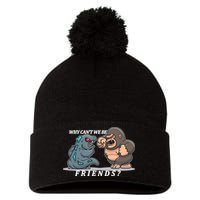Why Can't We Be Friends Ape Monster Fights Pom Pom 12in Knit Beanie