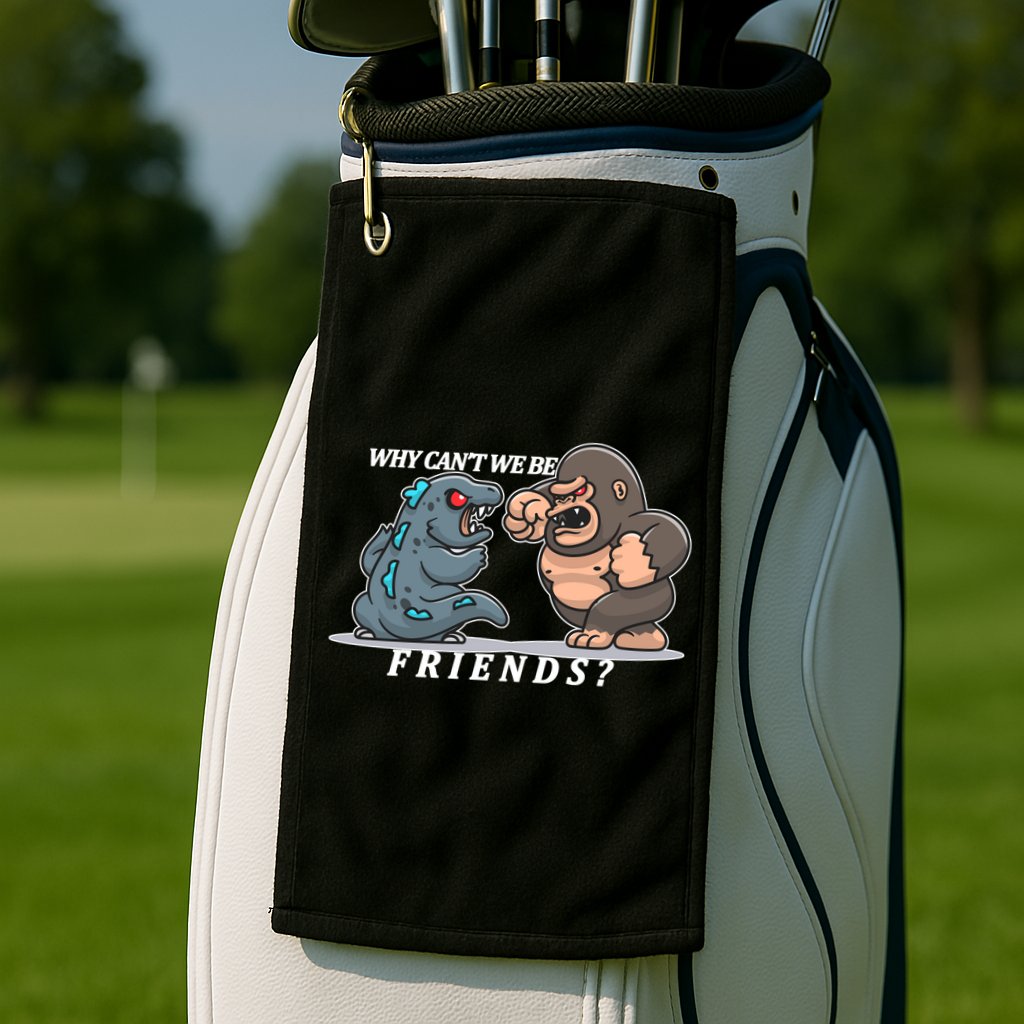 Why Can't We Be Friends Ape Monster Fights Golf Towel