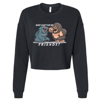 Why Can't We Be Friends Ape Monster Fights Cropped Pullover Crew