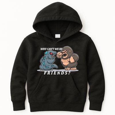 Why Can't We Be Friends Ape Monster Fights Kids Hoodie