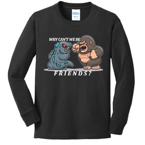 Why Can't We Be Friends Ape Monster Fights Kids Long Sleeve Shirt