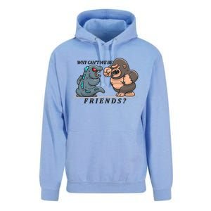 Why Can't We Be Friends Ape Monster Fights Unisex Surf Hoodie