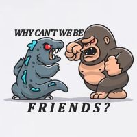 Why Can't We Be Friends Ape Monster Fights Garment-Dyed Sweatshirt