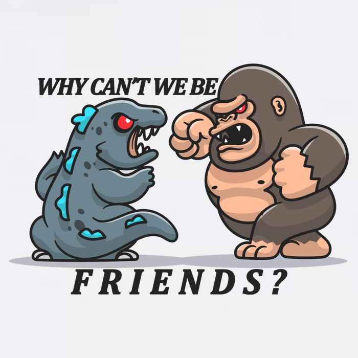 Why Can't We Be Friends Ape Monster Fights Garment-Dyed Sweatshirt
