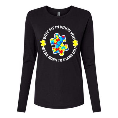 Why Fit In Autism Awareness Womens Cotton Relaxed Long Sleeve T-Shirt