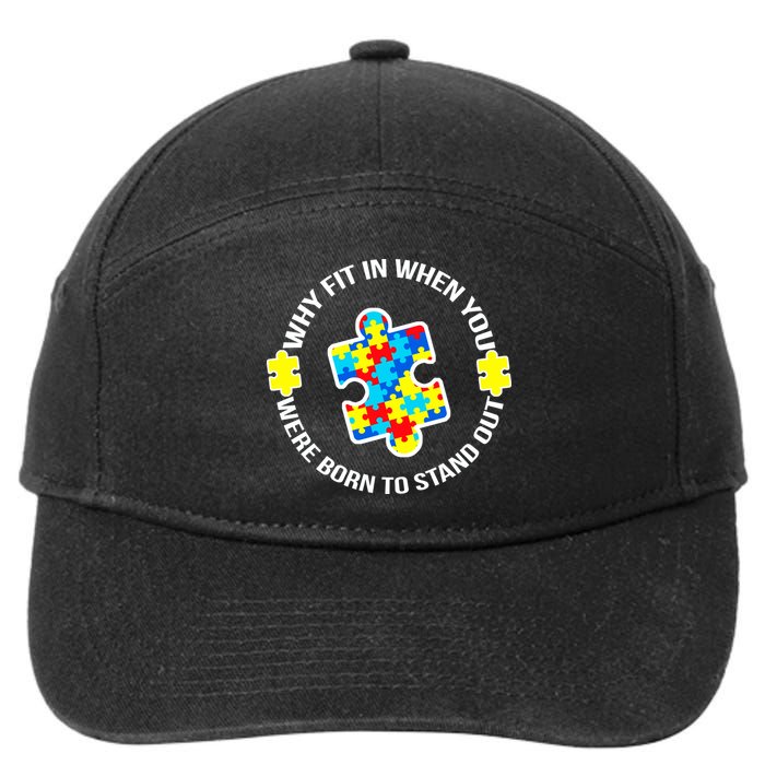 Why Fit In Autism Awareness 7-Panel Snapback Hat