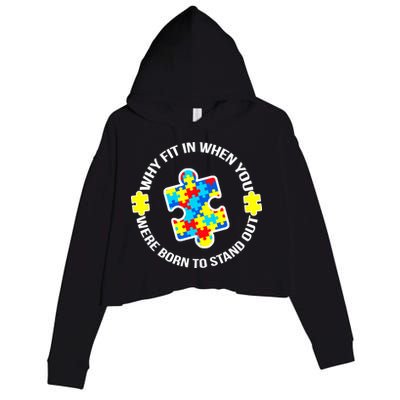 Why Fit In Autism Awareness Crop Fleece Hoodie