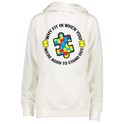 Why Fit In Autism Awareness Womens Funnel Neck Pullover Hood