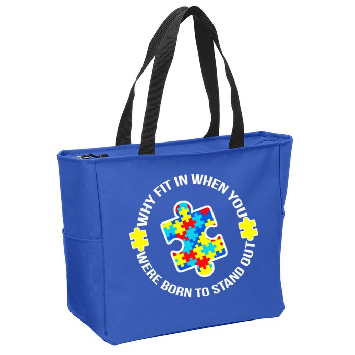 Why Fit In Autism Awareness Zip Tote Bag