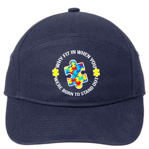 Why Fit In Autism Awareness 7-Panel Snapback Hat