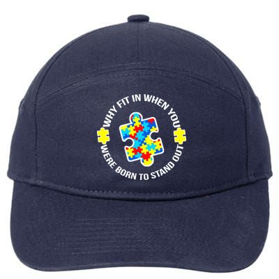 Why Fit In Autism Awareness 7-Panel Snapback Hat