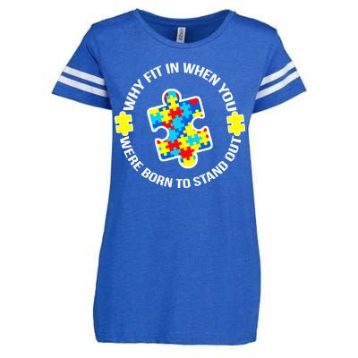 Why Fit In Autism Awareness Enza Ladies Jersey Football T-Shirt