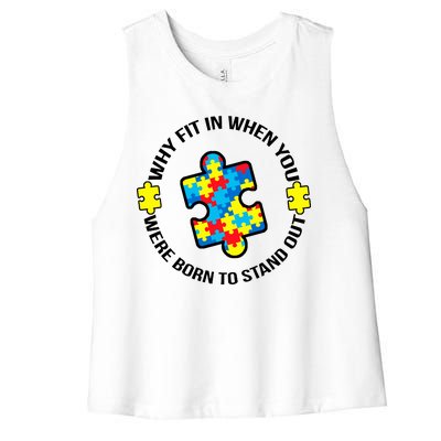 Why Fit In Autism Awareness Women's Racerback Cropped Tank