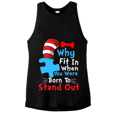 Why Fit In When You Were Born To Stand Out Autism Ladies PosiCharge Tri-Blend Wicking Tank