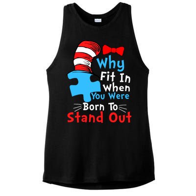 Why Fit In When You Were Born To Stand Out Autism Ladies PosiCharge Tri-Blend Wicking Tank