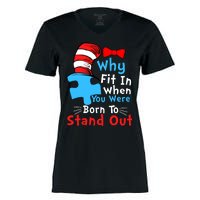 Why Fit In When You Were Born To Stand Out Autism Women's Momentum V-Neck T-Shirt