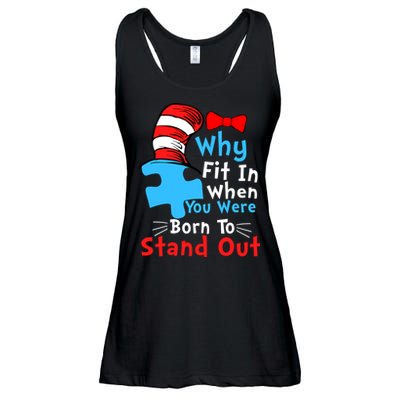 Why Fit In When You Were Born To Stand Out Autism Ladies Essential Flowy Tank
