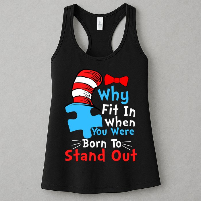 Why Fit In When You Were Born To Stand Out Autism Womens Tank Top