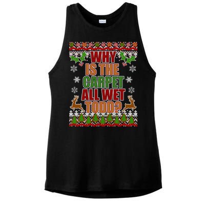 Why Is The Floor Wet Todd Ugly Christmas Ladies PosiCharge Tri-Blend Wicking Tank