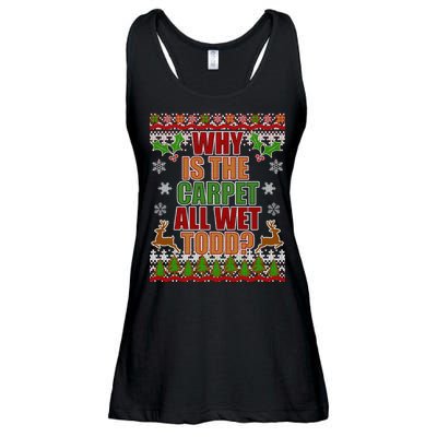 Why Is The Floor Wet Todd Ugly Christmas Ladies Essential Flowy Tank