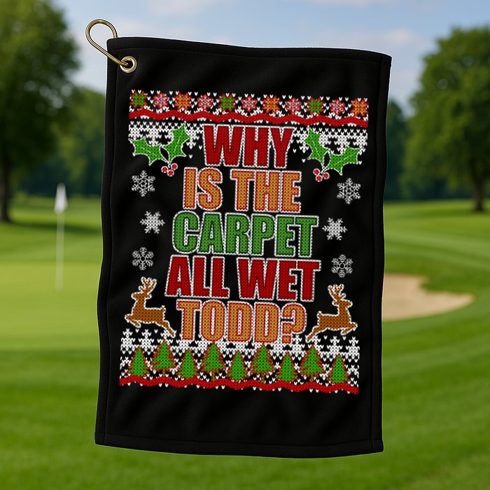 Why Is The Floor Wet Todd Ugly Christmas Golf Towel