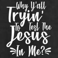 Why Y'all Tryin To Test The Jesus In Me? 7 Panel Mesh Trucker Snapback Hat