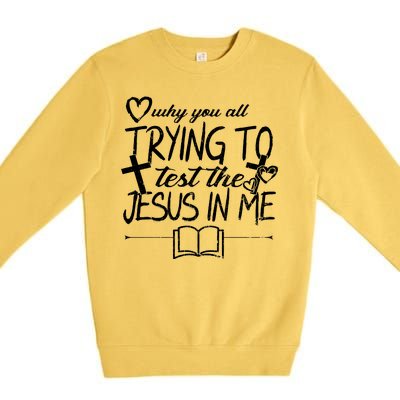 Why You All Trying To Test The Jesus In Me Premium Crewneck Sweatshirt