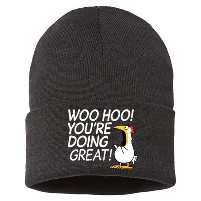 Woo Hoo You're Doing Great Funny Sustainable Knit Beanie