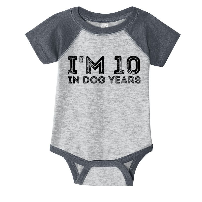 Womens I'm 10 In Dog Years Funny 70th Birthday Infant Baby Jersey Bodysuit